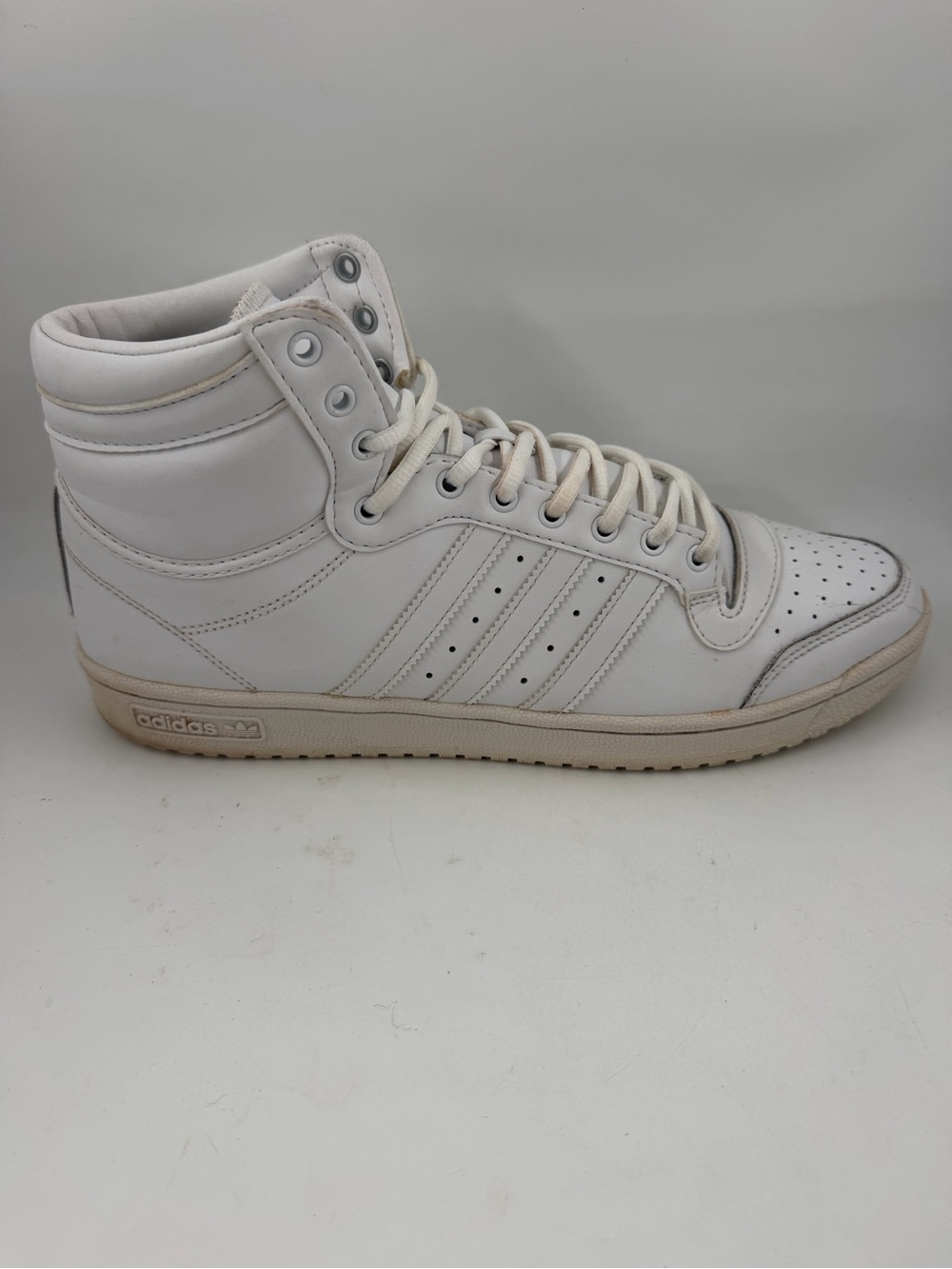 Adidas Men’s Top Ten High “Triple White” -SZ 12- Leather Hi-Top Sneakers
